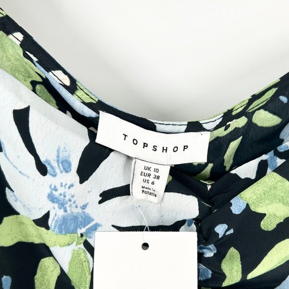 NWT Topshop Floral Mini Tea Dress with Puff Sleeves - Picture 5 of 8